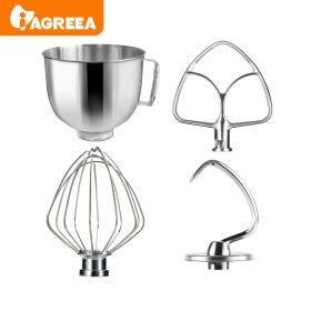 Stand Mixer Accessories 4-piece Set, Stainless Steel Whisk, Dough Hook, 5-Quart Whisk And Stainless Steel Mixing Bowl Stand Mixer Accessories 4-piece Set, Stainless Steel Whisk, Dough Hook, 5-Quart Whisk And Stainless Steel Mixing Bowl